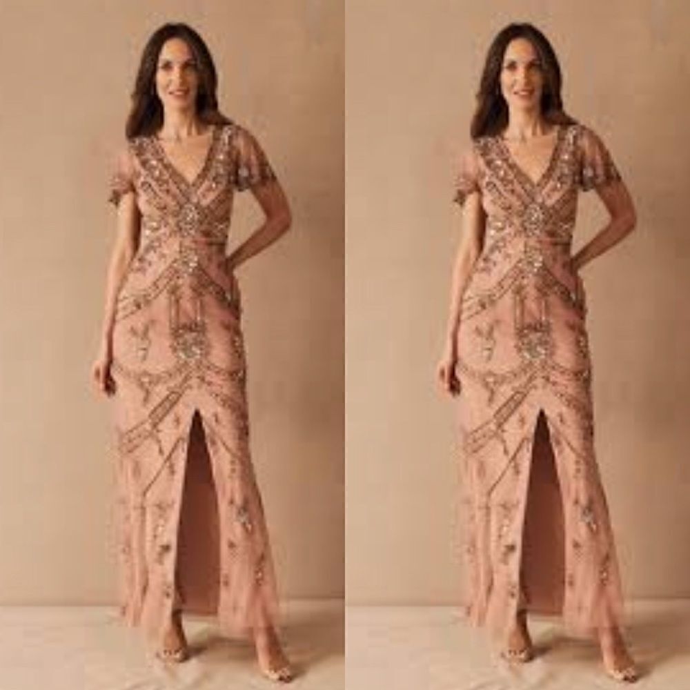 Chic Embellished Blush Maxi Dress